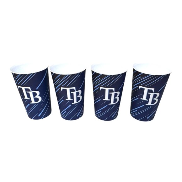 Set 4 Tampa Bay Devil Rays Plastic Cups Throw Back City Connect TB Logo Souvenir - Picture 2 of 6